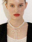 러브미몬스터(LOVE ME MONSTER) Vintage Pearl Ribbon Necklace