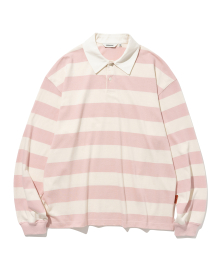 naval collar rugby tee pink