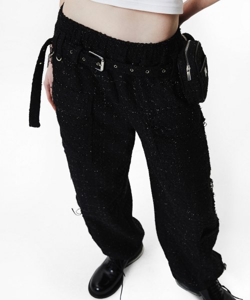 Твидовые спортивные брюки с карманами (Black)