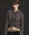 FRONT SHIRRING LIGHT HOODIE CHARCOAL