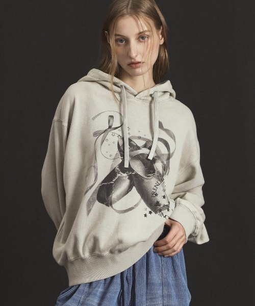 MUSINSA | PRENDA BALLET RIBBON ACID WASH HOODIE STONE GRAY