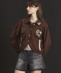 ROUNDY CROPPED VASITY JACKET BROWN