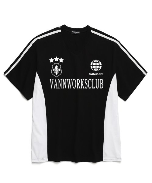 스포티 블록코어 브이넥 반팔 티셔츠 (VS0033) 블랙