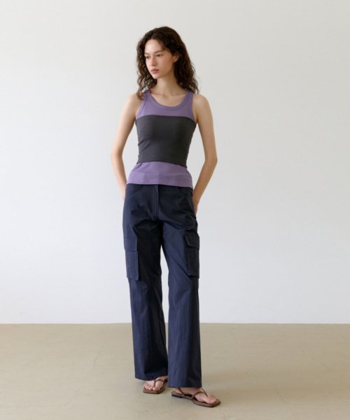 LOW RISE CARGO PANTS - CHARCOAL