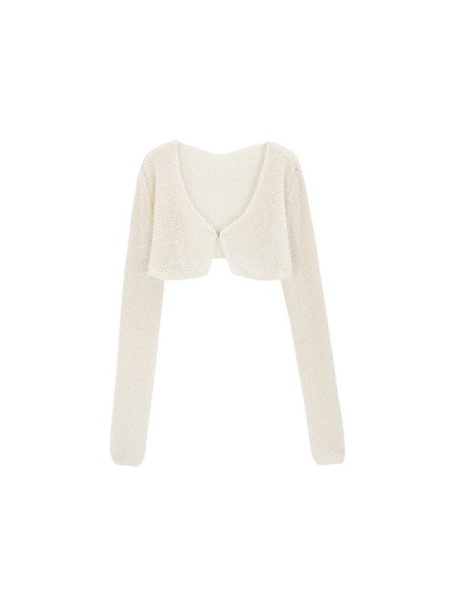 Кроп-кардиган с длинным рукавом - Cream Peach