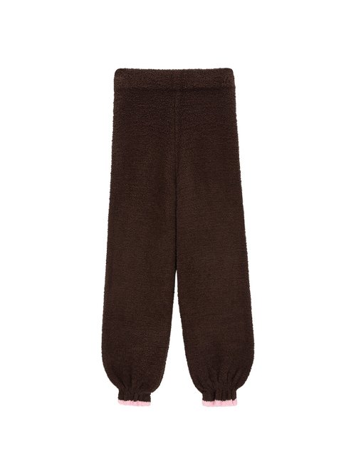 Брюки на резинке с оборками - Brown Pink