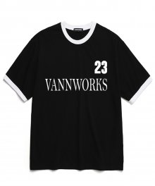 블록코어 모노 배색 반팔 티셔츠 (VS0037) 블랙