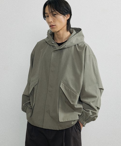 MUSINSA公式 | ANOLORCODE Hood Short Jumper (Beige)