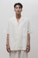로우 투 로우(RAW TO RAW) MRS301 린넨 숏 슬리브 메디테이션 셔츠  ORGANIC WHITE