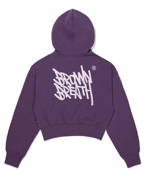 브라운브레스(BROWNBREATH) [23FW] W TAG CROP HOODIE - PURPLE