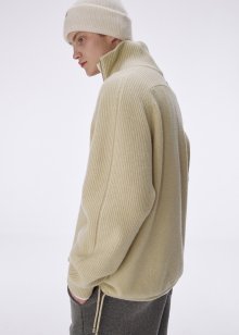 Pure saxon wool half zipup pullover_Butter pear