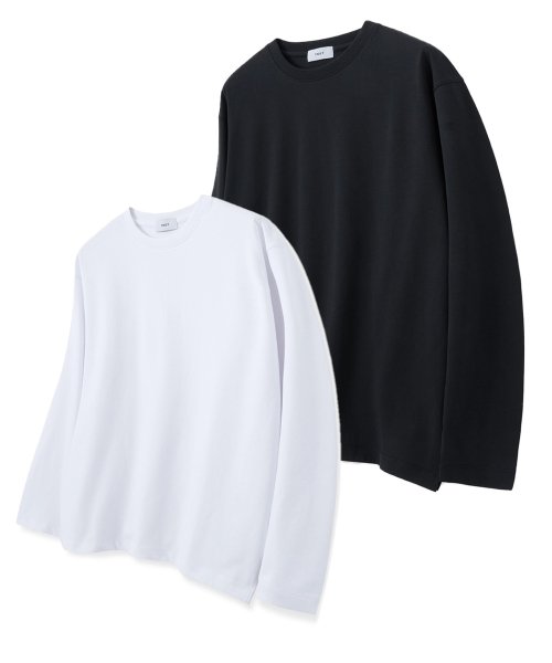 1+1세미오버핏 2pack 에센셜 롱슬리브 긴팔 티셔츠 (TNTS4E701MU)