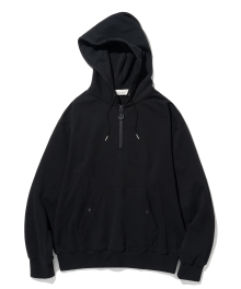 heavy sweat half zip hoodie black