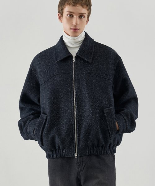 ёлочка воротник на молнии бомбер куртка [NAVY]