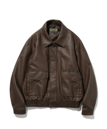 vegan leather A-2 jacket brown