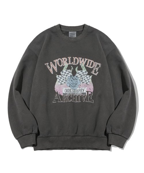 MUSINSA | コードグラフィー Worldwide rose pigment sweatshirt_charcoal