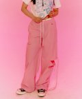 CUT OUT STRING TRACK PANTS PINK