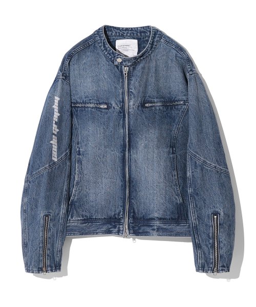 MUSINSA | Codegraphy Denim Biker Jacket_Indigo