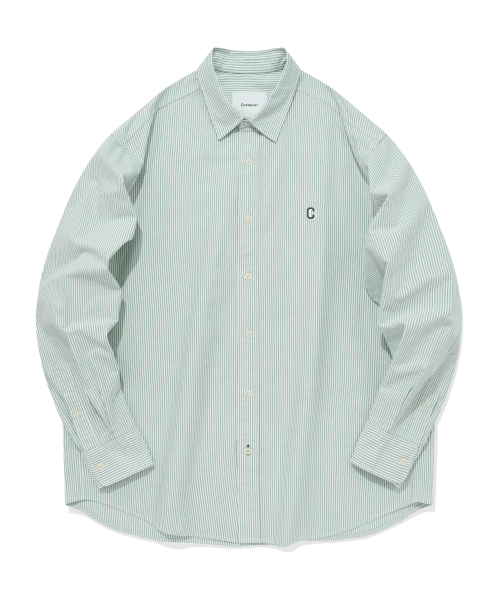 MUSINSA | COVERNAT C Logo Oxford Striped Shirt Green