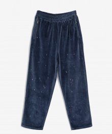 VELOUR PAINTED TRACK PANTS (NAVY)