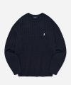 [100% COTTON] HERITAGE DAN CABLE KNIT NAVY
