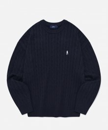[100% COTTON] HERITAGE DAN CABLE KNIT NAVY