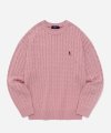 HERITAGE DAN CABLE KNIT HEATHER PINK
