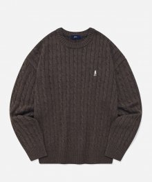 HERITAGE DAN CABLE KNIT HEATHER BROWN