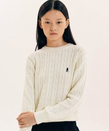 [100 COTTON] WOMENS HERITAGE DAN CABLE KNIT IVORY