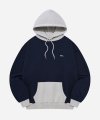 [ONEMILE WEAR] SMALL ARCH BASIC HOODIE NAVY / GREIGE