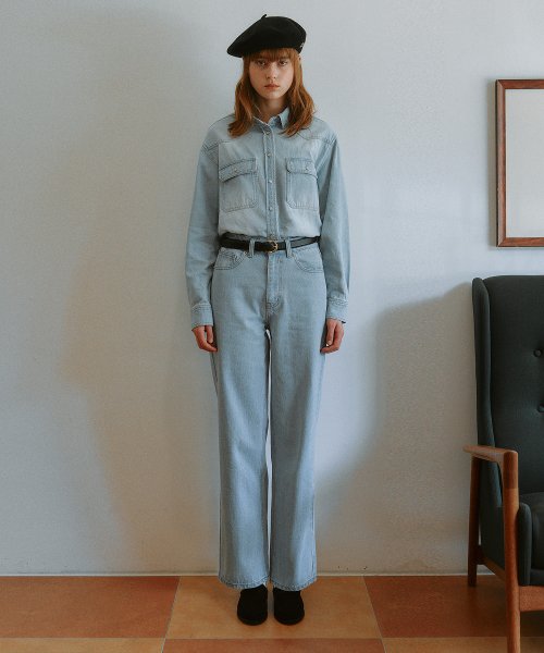 ROLAROLA★大人気★ROLA TAPERED FIT DENIM 로라로라(ROLAROLA) BASIC TAPERED FIT DENIM LIGHT BLUE