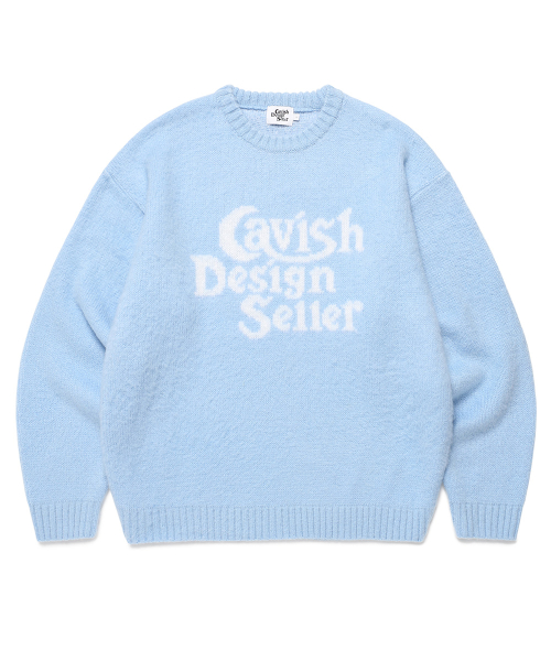 BRUSHED SELLER LOGO KNIT CREWNECK BLUE(CV2DFUK600A)