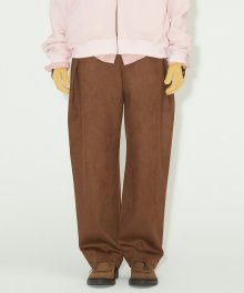 SUEDE BALLOON PANTS BROWN