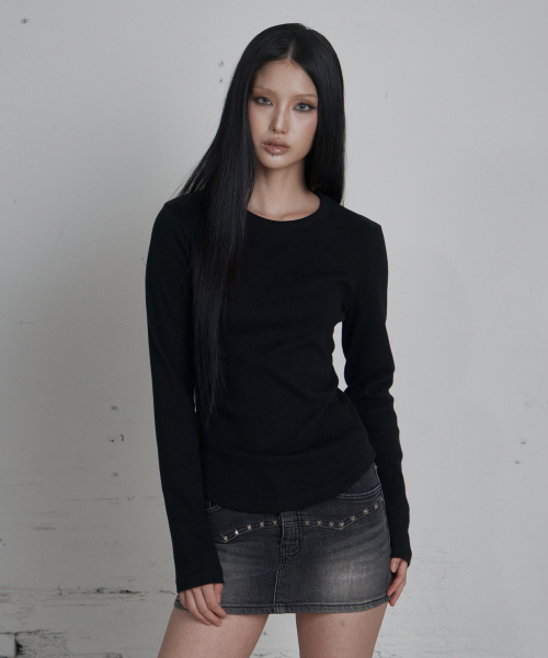 C 90S LINE BASIC LONG SLEEVE T-SHIRT_BLACK