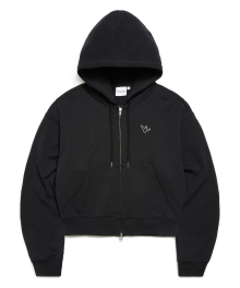 WOMENS ANGEL OG CROPPED SWEAT ZIP-UP HOODIE - BLACK