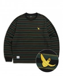 ANGEL WAPPEN MULTI STRIPE L/S TEE - BLACK