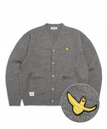 ANGEL WAPPEN OG V-NECK KNIT CARDIGAN - M/GREY