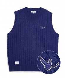 ANGEL WAPPEN CABLE KNIT VEST - VIOLET