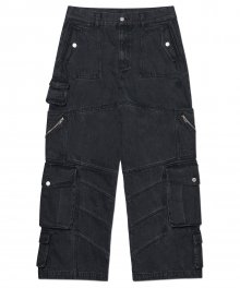 M.P DENIM CARGO PANTS - WASHED BLACK