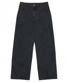 CURVED LINE DENIM PANTS - WASHED BLACK