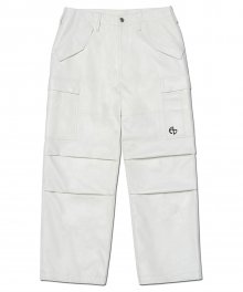 LEATHER CARGO PANTS - OFF WHITE