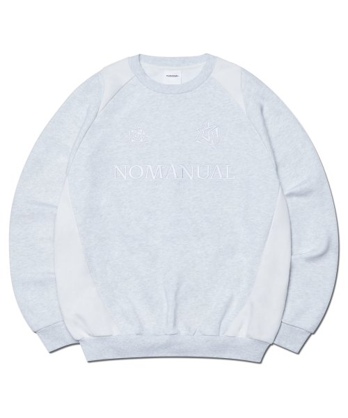 노매뉴얼(NOMANUAL) EMBLEM SWEATSHIRT - WHITE MELANGE 노매뉴얼(NOMANUAL) EMBLEM SWEATSHIRT - WHITE MELANGE