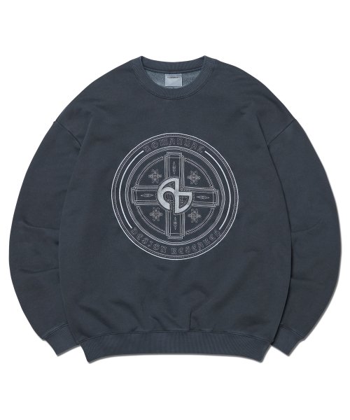 MUSINSA | NOMANUAL OVERDYED EMBLEM SWEATSHIRT - CHARCOAL