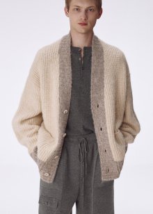 Mohair color blocked cardigan_Daylight