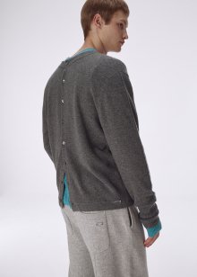 Pure cashmere two way cardigan_Heather grey