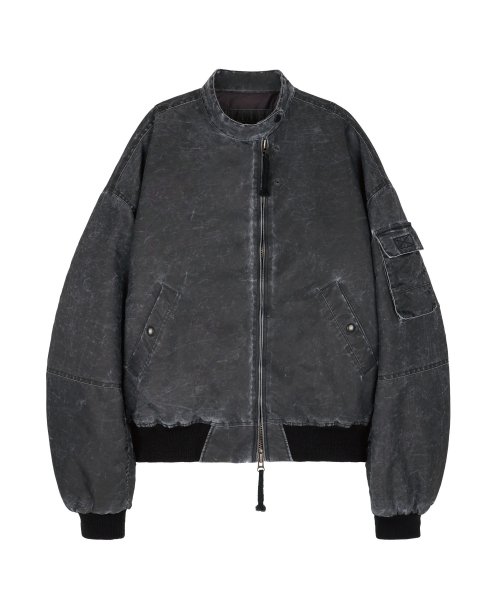 WASHED CROP BOMBER (BLACK)