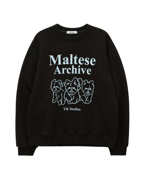 MUSINSA | WAI KEI Maltese Archive Line Graphic Sweatshirt Black
