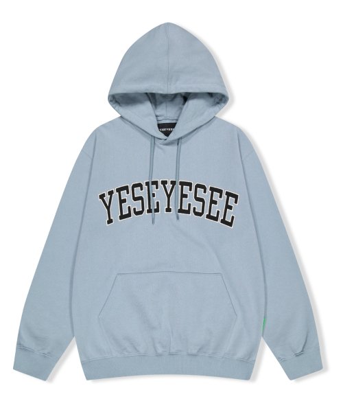 MUSINSA | YESEYESEE Arch Logo Hoodie Cool Gray