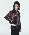 CROP LEATHER JACKET [BRICK]