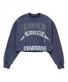 Arch Logo Cropped Sweatshirt [NAVY]
